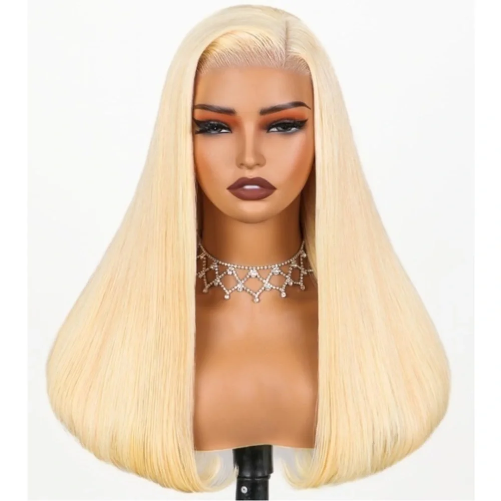 16” Blonde 613 HD 6x5 Lace Front Wig 100% Human Hair 230% Density #NC2